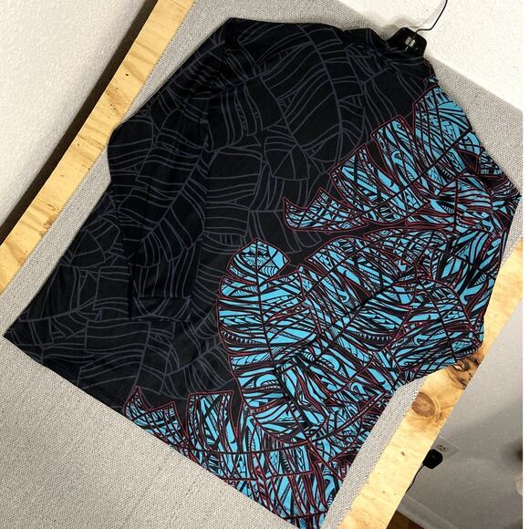 Born Hawaii Button Up Shirt Men's XXL Black/Blue Tribal All Around Print Party - Picture 6 of 12